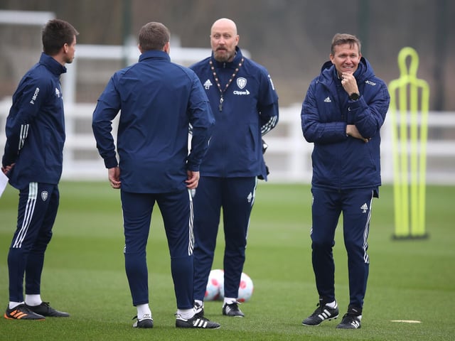 Jesse Marsch with his new coaching team - Cameron Toshack, Mark Jackson and Franz Schiemer.