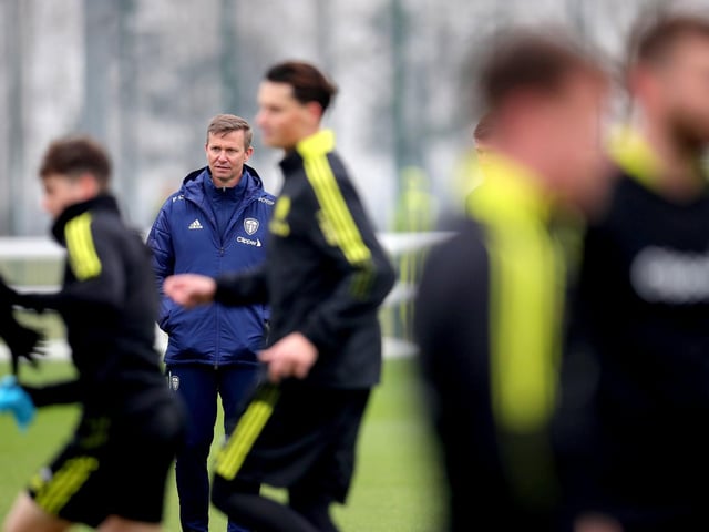 Jesse Marsch oversees training.