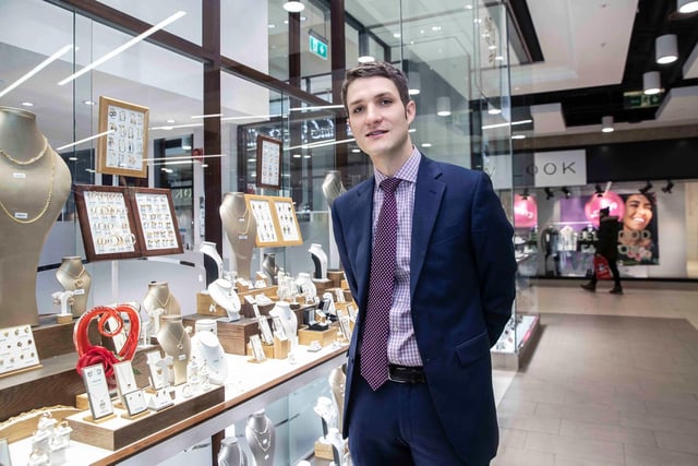 Stop by Michael Jones Jeweller in the Grosvenor centre to browse their stunning Valentine's jewellery collection. Pictured is manager, Tom Sinclair, who will be on hand to help you pick the perfect jewellery set for your special person.