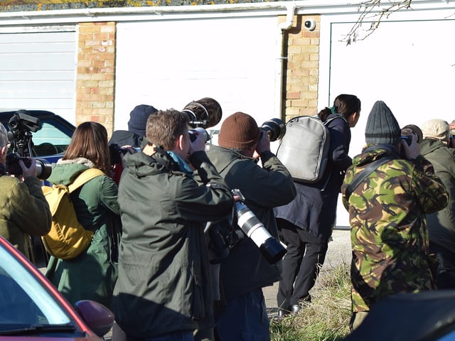 Visitors who came to Eastbourne to see the American robin. Picture from Dan Jessup SUS-221102-142907001