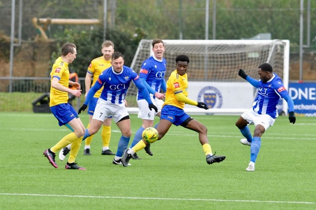 Action and goal celebrations from Lancing's win over East Grinstead in the Isthmian south east division at Culver Road / Pictures: Stephen Goodger