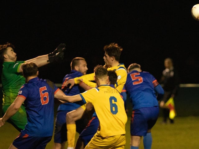 Action from Midhurst's 4-1 SCFL Division 1 Cup win over Selsey at the Rotherfield / Picture: Chris Hatton
