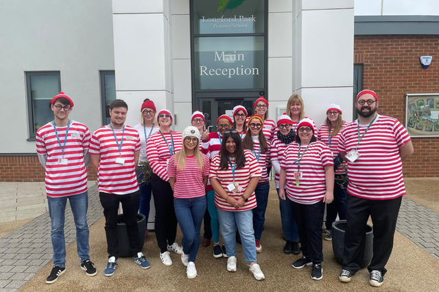 Staff dressed up as Where's Wally at Longford Park Primary in Bodicote, Banbury for World Book Day. The children were given a series of clues to solve in order to find the 'real' Where's Wally (Submitted photo)
