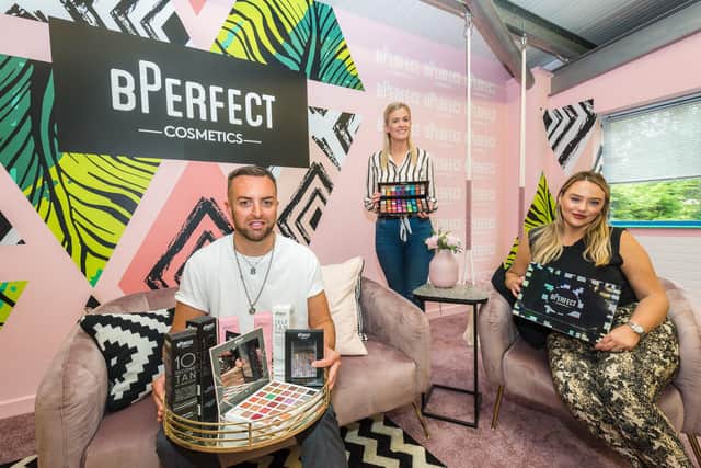 Brendan McDowell, MD of BPerfect Cosmetics is pictured with BPerfect team mates Emma Devir and Fionulla McCormac