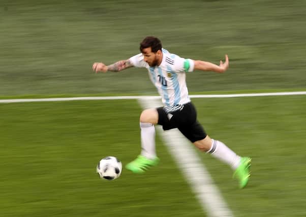 Argentina's Lionel Messi during the FIFA World Cup Group D match at Saint Petersburg Stadium in 2018. Pic by PA.