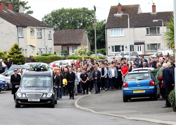 PACEMAKER PRESS BELFAST 
26/6/2020
The funeral of Samuel McCullough in Crossgar today following his death last week in a road traffic collision. The funeral of the 18 year old was attended by many of his family and friends.
Photo Pacemaker Press