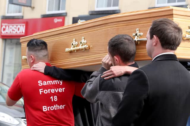 PACEMAKER PRESS BELFAST 
26/6/2020
The funeral of Samuel McCullough in Crossgar today following his death last week in a road traffic collision. The funeral of the 18 year old was attended by many of his family and friends.
Photo Pacemaker Press