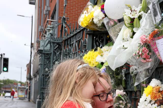 PACEMAKER PRESS BELFAST
28/6/2020
Flowers on the gate of Saint Malachy's College as people pay tribute to 14 year old Noah Donohoe who was found dead yesterday after going missing last Sunday in the North Belfast area