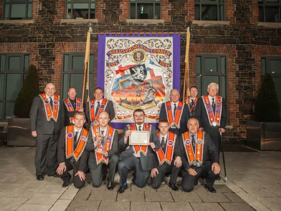 Goldsprings of Comber LOL 1037 pictured in 2014. It was noted by the News Letter in 1877 that the new Orange Order and Protestant Hall in the Co Down town of Comber had been opened. It provided a meeting place for a number of lodges including 244, White Flag, 567, Old Standard, 1035, True Blues, and 1037, Goldsprings