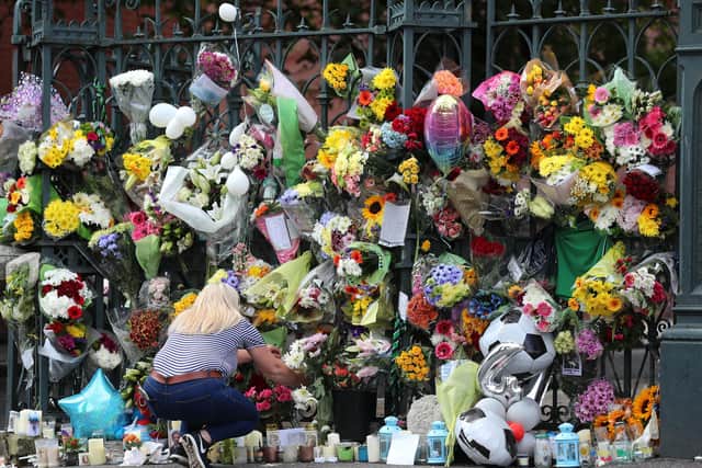 Tributes at the gates of St Malachy's College