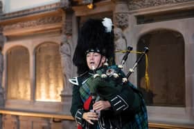 Pipe Major Ollie Smyth of the Campbell College Pipes and Drums