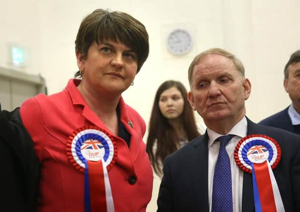 DUP leader Arlene Foster with party chairman Lord Morrow.