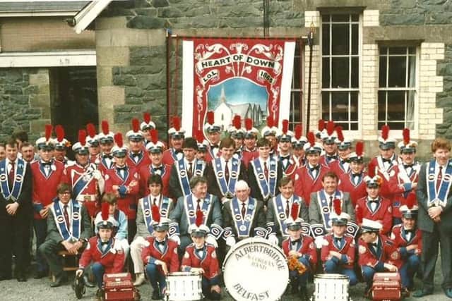 Heart of Down LOL 1865, Ballynahinch District, are pictured with the Albertbridge Accordian Band, East Belfast. Picture courtesy of Paul Tate