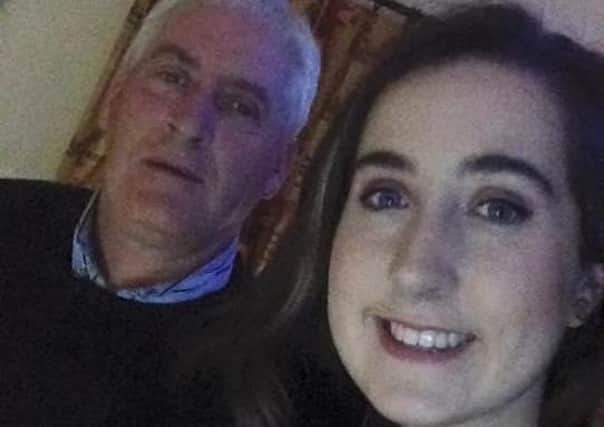 Nicola Ward with her late father Eugene who died the day after her exams started in May