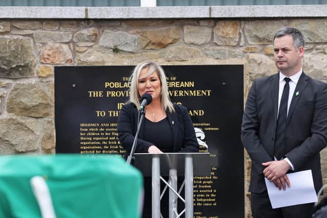 Michelle O'Neill pictured at the funeral of Bobby Storey on Tuesday.