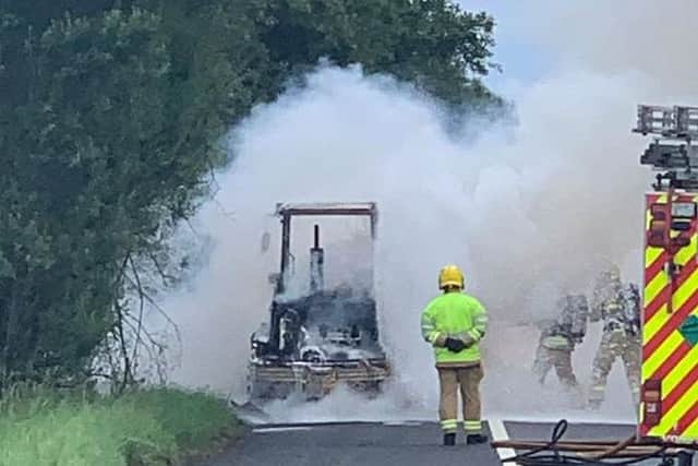 Vehicle on fire - Pic from PSNI Facebook