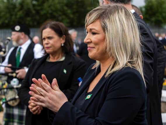 Michelle O'Neill pictured at the funeral of Bobby Storey on Tuesday.