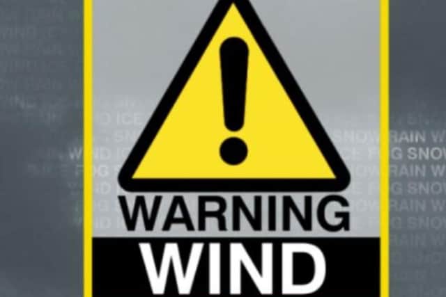 The weather warning is valid from 12:00am to 4:00pm on Sunday.