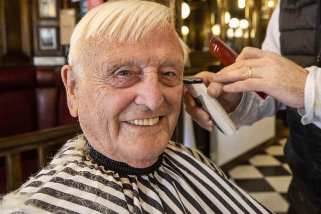 Jim Murphy having his cut at Cambridge Barbershop on Belfast's Lisburn Road,