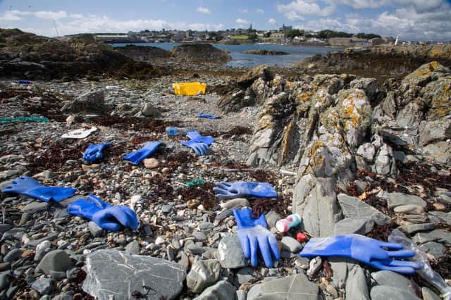 Plastic gloves dumped at Ardglass Harbour