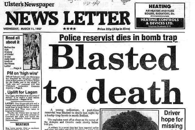 The News Letter front page on the day of Mr Nesbitt's death