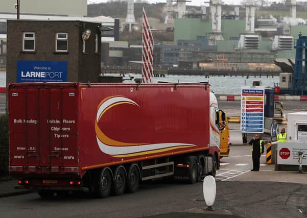 The UK has applied to the EU to put internal UK checks at ports such as Larne, above