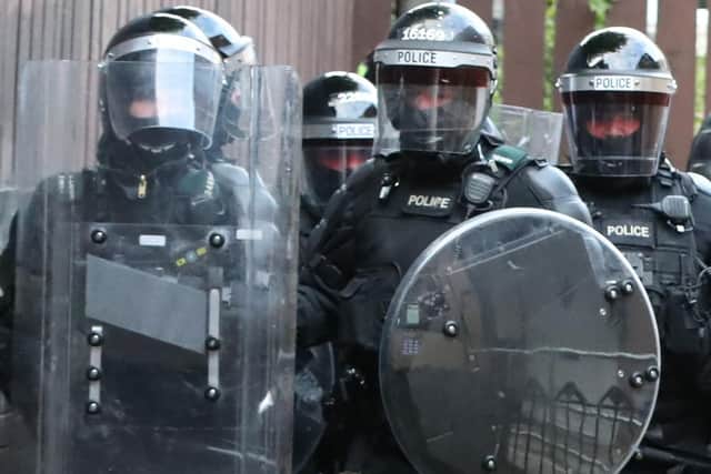 PSNI officers in riot gear