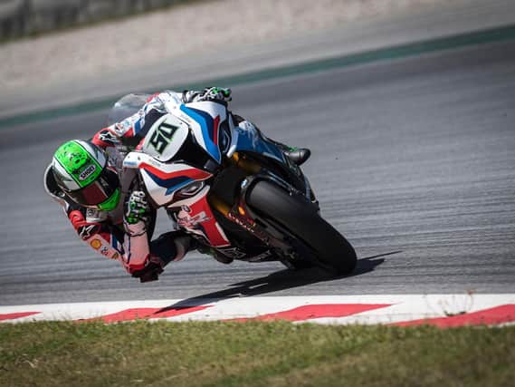 Eugene Laverty on the BMW S1000RR during the final World Superbike test at Catalunya in Spain ahead of the season restart over the first weekend in August at Jerez.