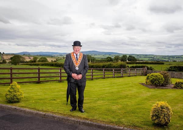 The Grand Master of the Grand Orange Lodge of Ireland Edward Stevenson as he prepares for the Twelfth of July celebrations at home. He criticised the pension delay, to appease republicans. Photo: Graham Baalham-Curry LRPS/PA Wire

