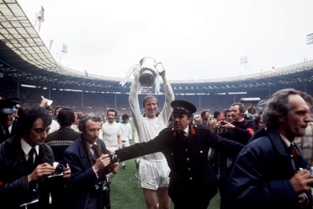 Leeds United's Jack Charlton celebrates with the FA Cup after his team's 1-0 win in 1972.  Photo: PA Wire