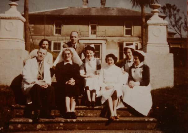 Dr Theo Warmington (front left) and Staff at Killadeas TB Hospital. 1959