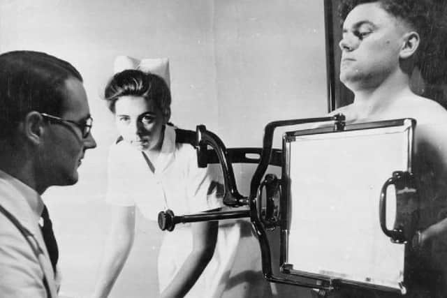 Official Photo of Tuberculosis X-Ray Screening at Harefield Hospital, Hertfordshire, England. 1943