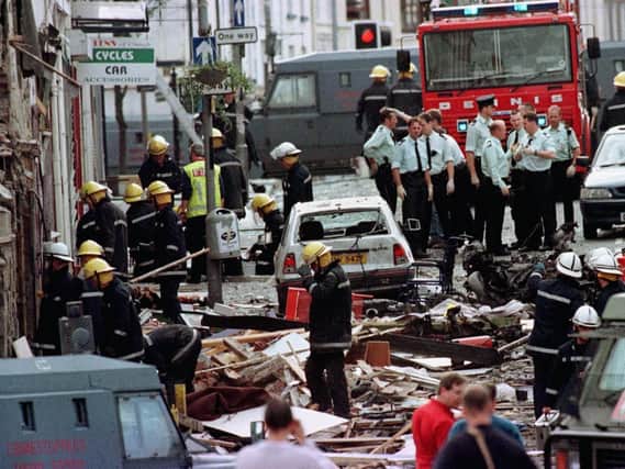 The aftermath of the Omagh bomb in August 1998