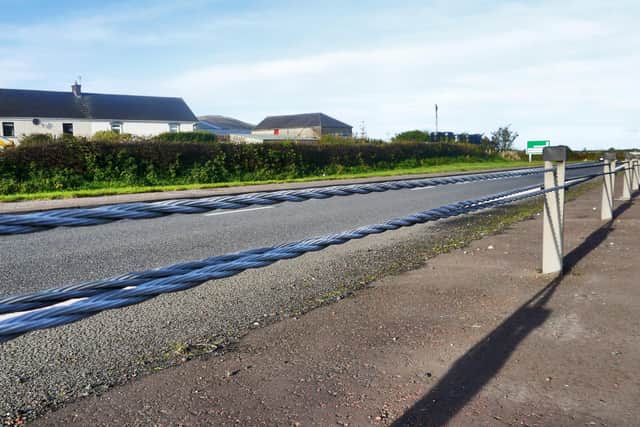 Wire barrier on the new south Antrim Larne road