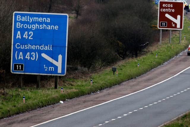The M2 bypass of Ballymena is a motorway, which means that tractors are not allowed to use it