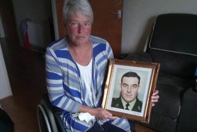 Andrea Brown's father was murdered by the IRA, and she was later badly injured in one of their bombs. "I would not accept the pension if it was also awarded to the terrorists"