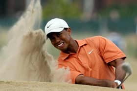USA's Tiger woods plays from the bunker during the third round of the 135th Open Championship at Royal Liverpool Golf Club, Hoylake in 2006.