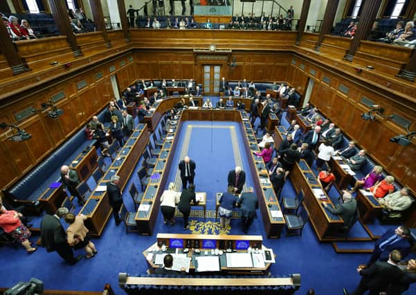 Stormont assembly members designate as unionist or nationalist. MLAs are in effect asked to live their political lives wearing a Celtic or a Rangers jersey!