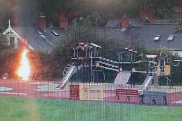 Fire at children's play park - PSNI image