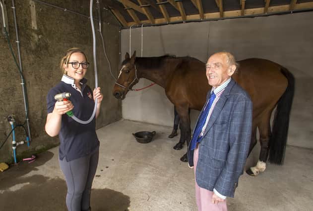 Gillian Patterson from Hagans Croft Equestrian talks to Alderman Dillon MBE, Development Committee Chairman about her experience with the first round of the Rural Business Development Grant Scheme