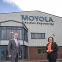 Economy Minister Diane Dodds visited Moyola Precision Engineering in Castledawson to see how the company was managing to maintain its level of productivity and implement ongoing business improvement. Pictured with the Minister is Mark Semple, CEO at Moyola Precision Engineering