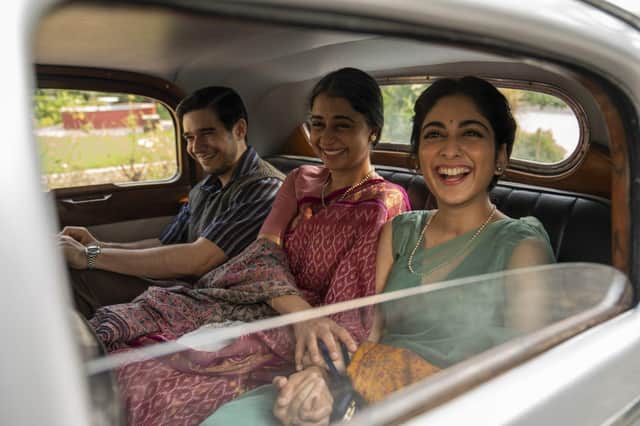 Mrs Rupa Mehra pictured with Varun Mehra and Lata Mehra on a trip out