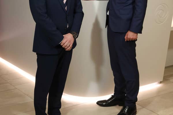 Grant Thornton Northern Ireland Managing Partner Richard Gillan, right, welcomes newly appointed Technology Partner Trevor Dunne who will head up the firm’s new Digital Transformation service