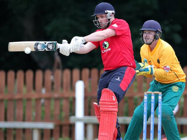 James Hall batting during Waringstown's dramatic win over North Down at The Lawn on Saturday. North Down appeared to be cruising before a spectacular batting collapse saw them lose