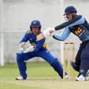 Woodvale's wicketkeeper Jamie Gibson and Carrick's CJ Van Der Walt in action during  the T20 League Cup match at Woodvale on Saturday. 
PICTURE BY STEPHEN DAVISON
