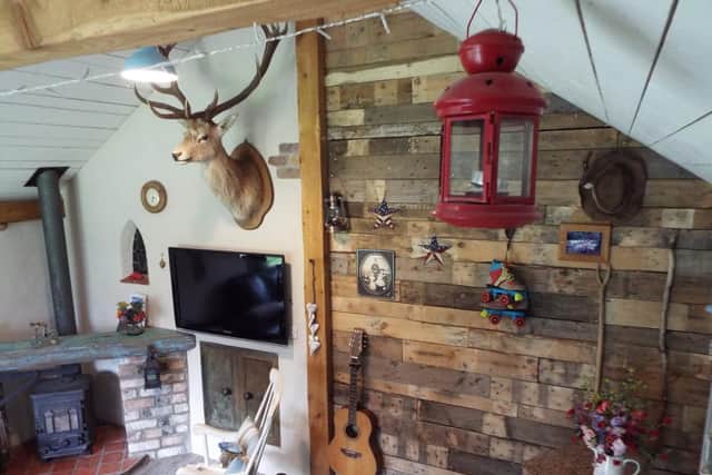 The shed was made from salvaged items