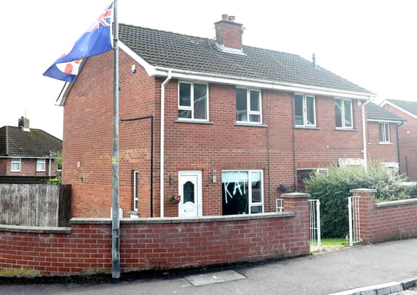 General view of a house in north Belfast after a home and vehicle in the Kilcoole area were targeted with a sectarian message.

Photo by Press Eye.