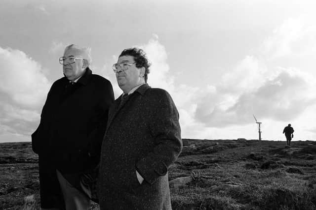 John Hume and Ian Paisley pictured together on Rathlin island in 1992
