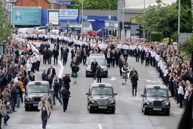 The huge west Belfast funeral for former IRA intelligence chief Bobby Storey on June 30