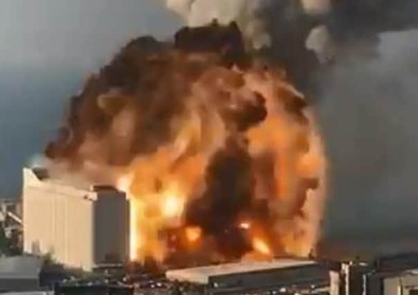 A screenshot of the explosion in Beirut this evening.